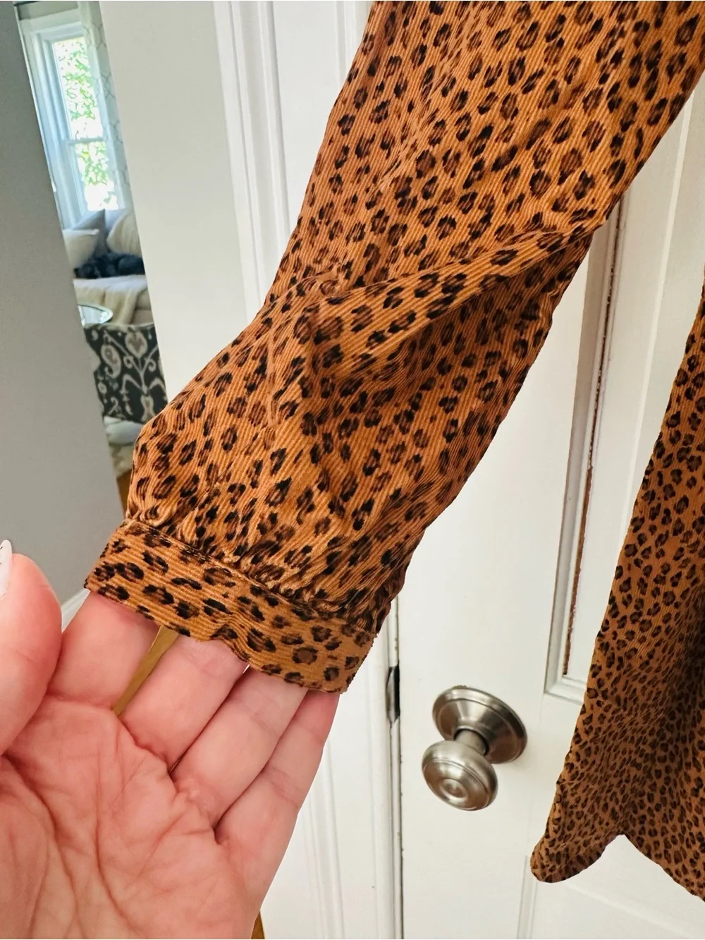 GAP Kids Leopard Print Corduroy Long Sleeve Babydoll Dress Back To School NWT